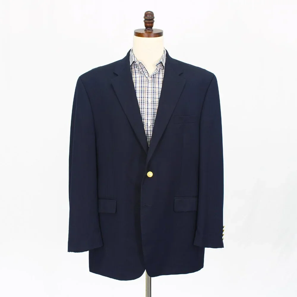 Ralph Lauren 48L Navy Blazer Sport Coat Jacket 2-Button Solid Y281